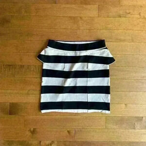 Kensie | Peplum mini  striped black and tan skirt size large